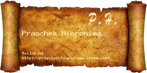 Praschek Hieronima névjegykártya